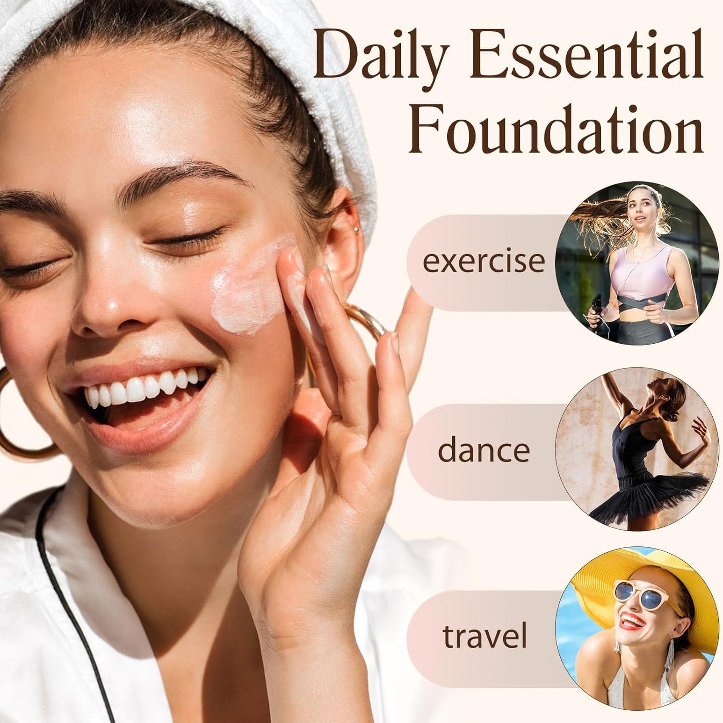 4-In-1 Foundation Liquid SPF 50+ Full Coverage Concealer Long-Lasting Waterproof Professional Conceal Dark Circle Face Makeup
